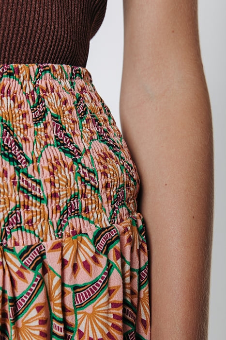 DAPHNE GRAPHIC FAN TWO LAYER MINI SKIRT VINTAGE PINK 3