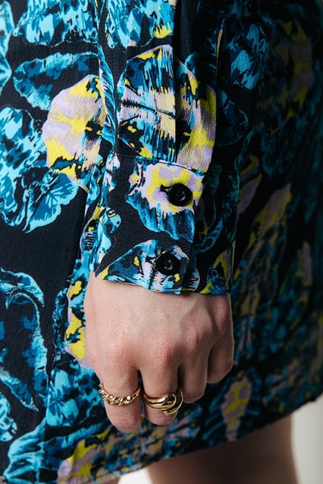 SACHA DIGITAL FLOWER SHIRT DRESS LS LIGHT BLUE 5