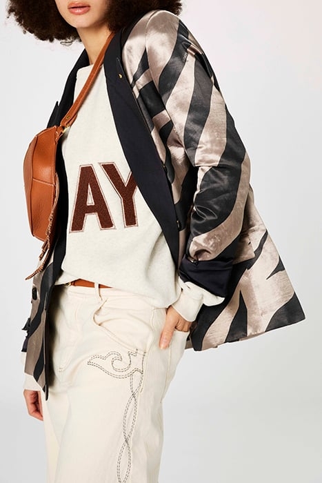 SATIN BLAZER ZEBRA WARM TAUPE 5