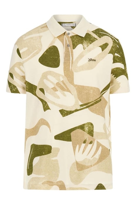 SS SLUB AOP POLO GREEN/BEIGE/BROWN AB 4