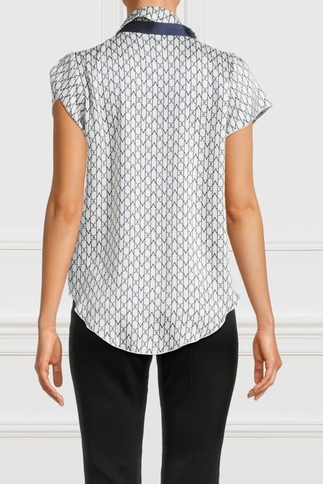 NEW MONOGRAM BLOUSE PALE PEARL BLUE COMB 2