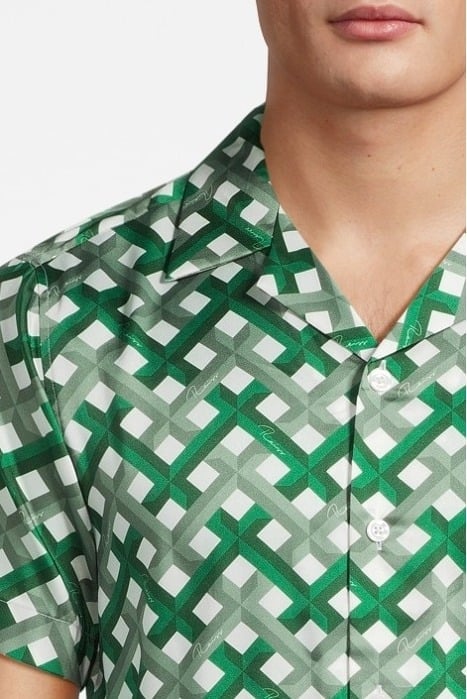 ELDEN SLIM FIT CUBAN COLLAR SHIRT GREEN - OUTLET PRICE 4