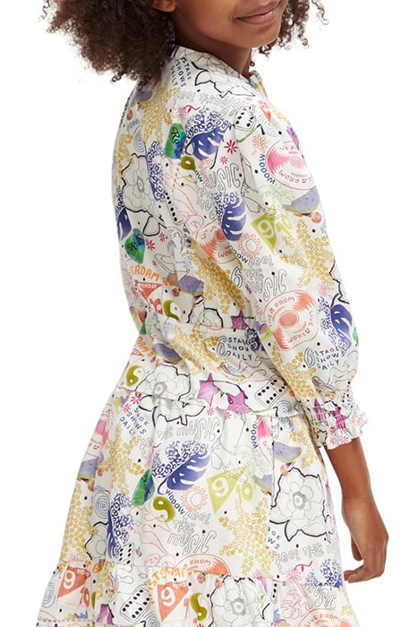 GIRLS ALL-OVER PRINTED LACE DETAIL COTTON TOP ICONIC 5