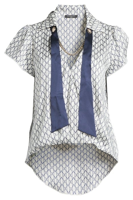 NEW MONOGRAM BLOUSE PALE PEARL BLUE COMB 3