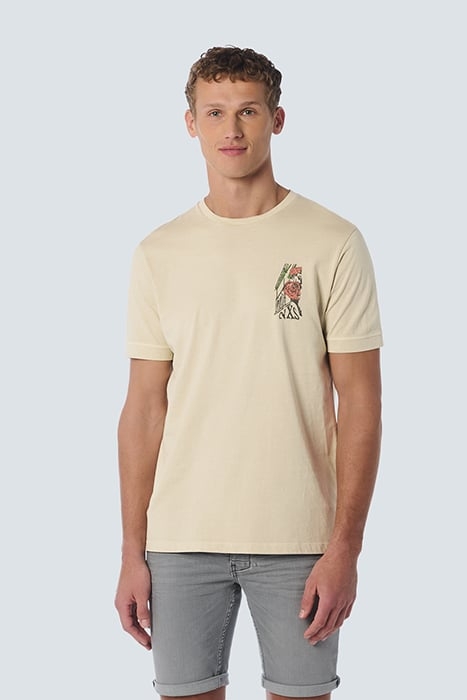 T-SHIRT CREWNECK PLACED PRINTS GARMENT DYED SLUB CEMENT 1