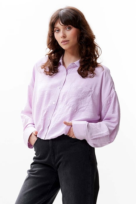 CROPPED BUTTON UP BLOUSE FAIR ORCHID 1