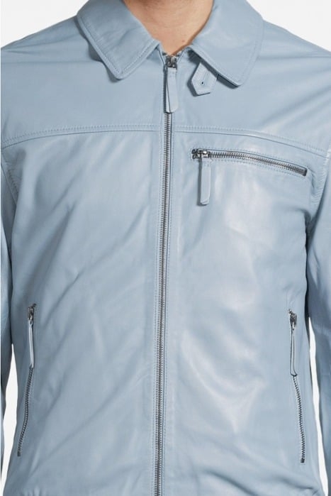 LEATHER BOMBER FAINT BLUE 4