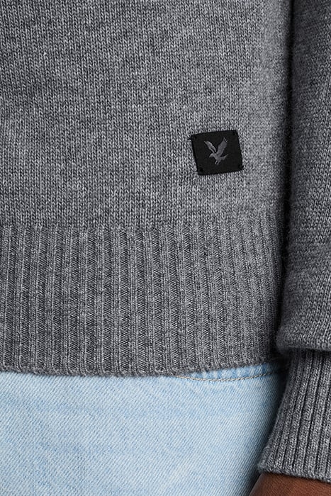 SADDLE SLEEVE CREW NECK JUMPER GREY HEATHER 7