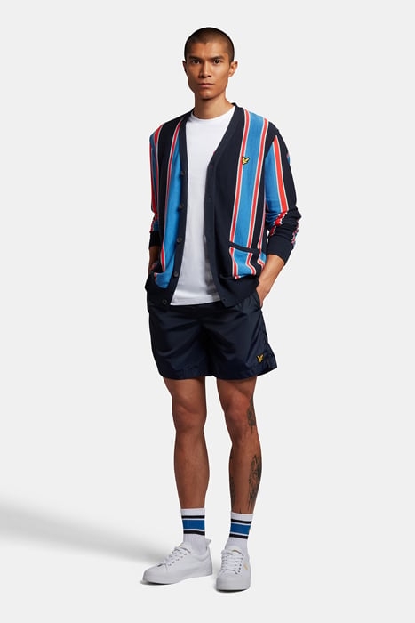 VERTICAL STRIPE CARDIGAN FLYER RED/ SPRING BLUE 3