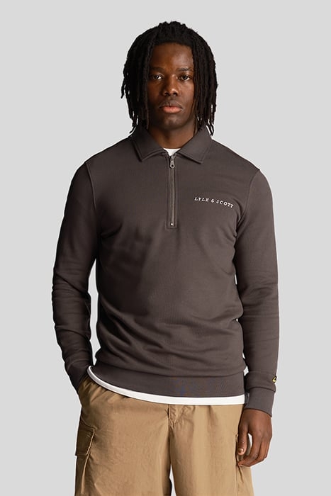 LOOPBACK EMBROIDERED COLLARED SWEATSHIRT GUNMETAL 1