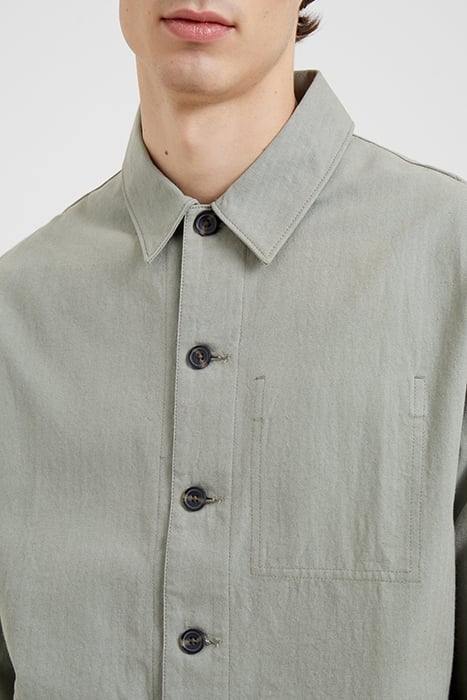 COT HERRINGBONE CHORE OVERSHRT GREEN 4