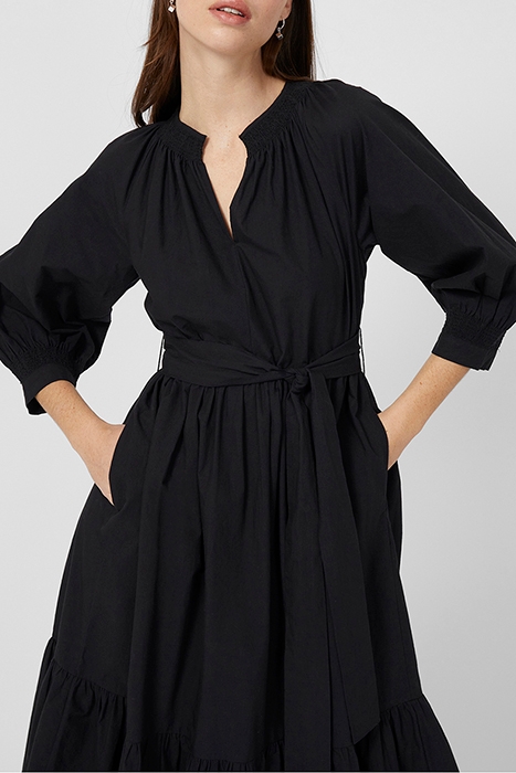 CRISP COTTON LS BELTED MIDI DR BLACK 3