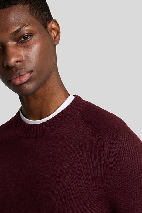 SADDLE SLEEVE CREW NECK JUMPER BURGUNDY HEATHER 6