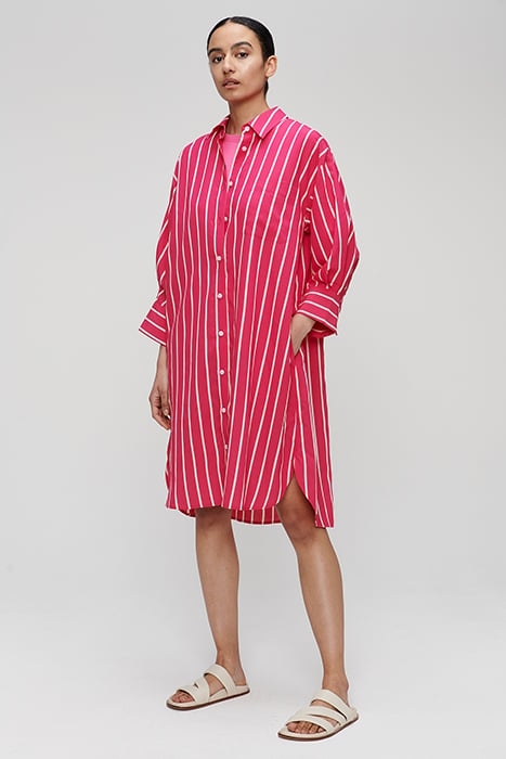 STRIPED SHIRT DRESS MID CARMINE ROSE 2