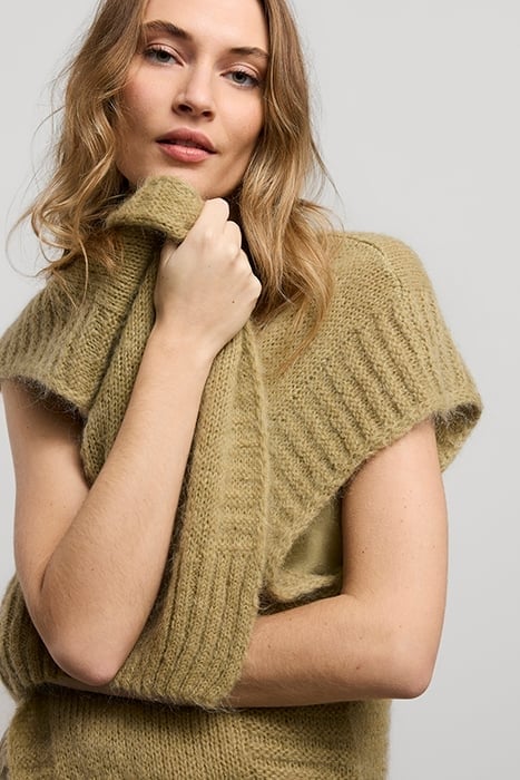 SLEEVELESS CARDIGAN MOHAIR BLEND KNIT GREEN LENTIL 3