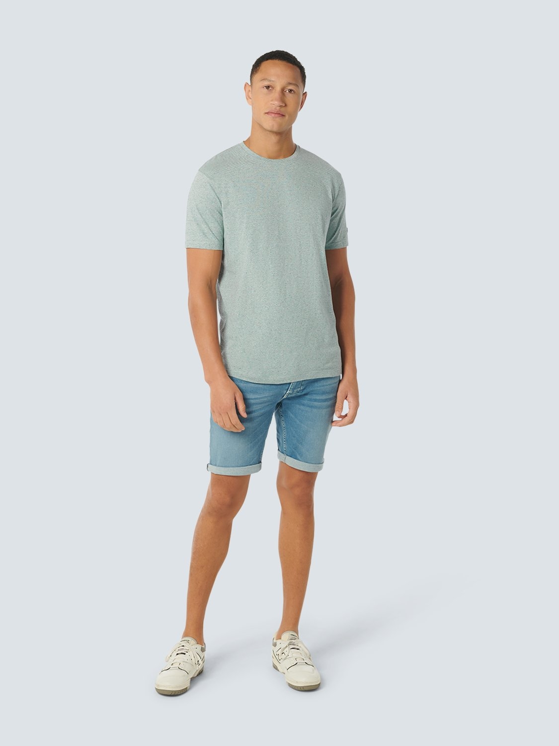 T-SHIRT CREWNECK MELANGE WITH STRIPES MINT 3