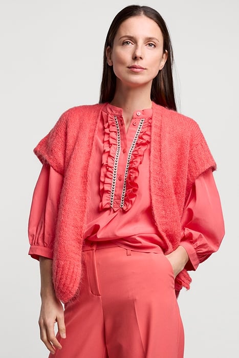 TOP RUFFLES LYOCELL COTTON BRIGHT CORAL 4