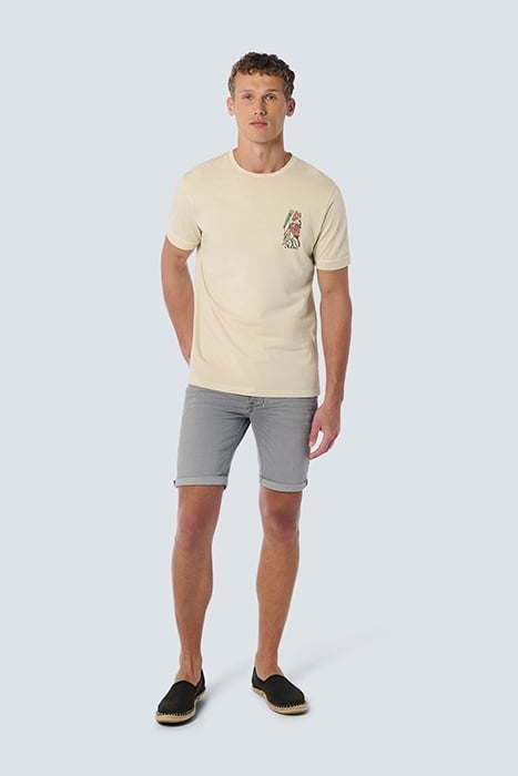 T-SHIRT CREWNECK PLACED PRINTS GARMENT DYED SLUB CEMENT 3