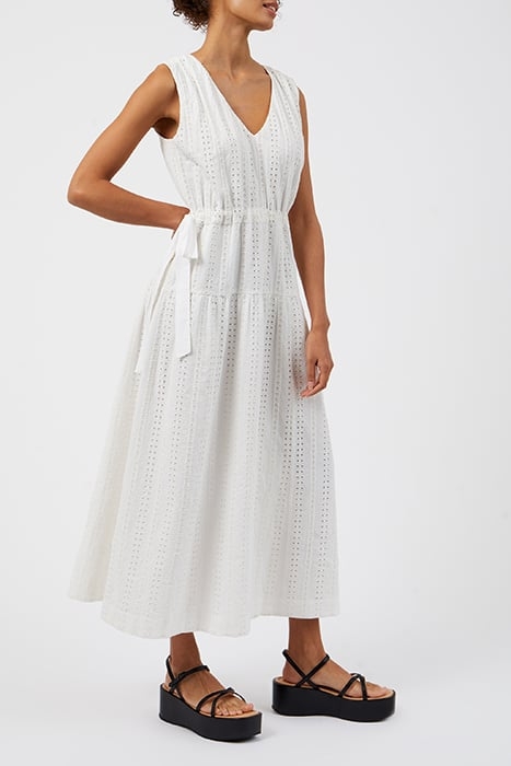 SUMMER EMBROIDERY V NECK DRESS WHITE 1