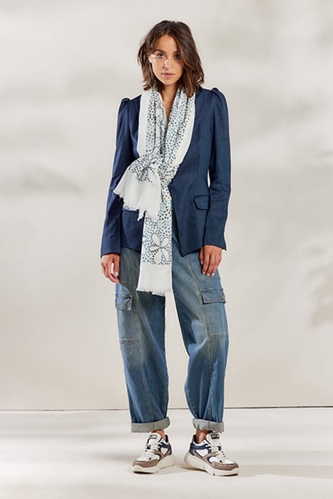 SCARF CROSS STITCH HAND EMBROIDERY IVORY 2