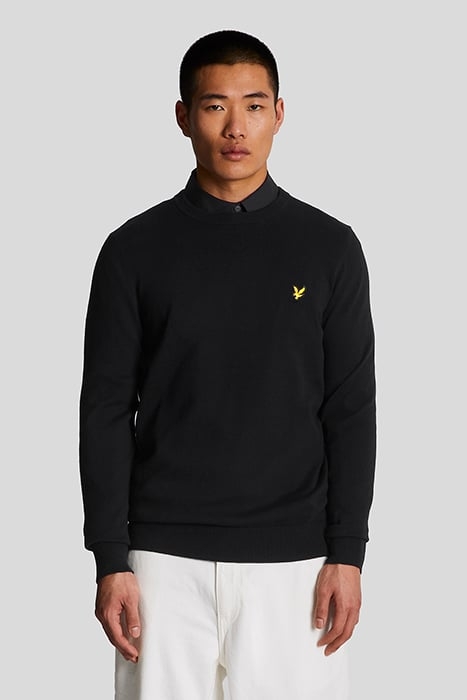 COTTON CREW NECK JUMPER JET BLACK 1