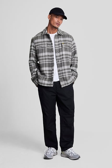 LYLE & SCOTT BRUSHED TARTAN OVERSHIRT WARM GREY 3