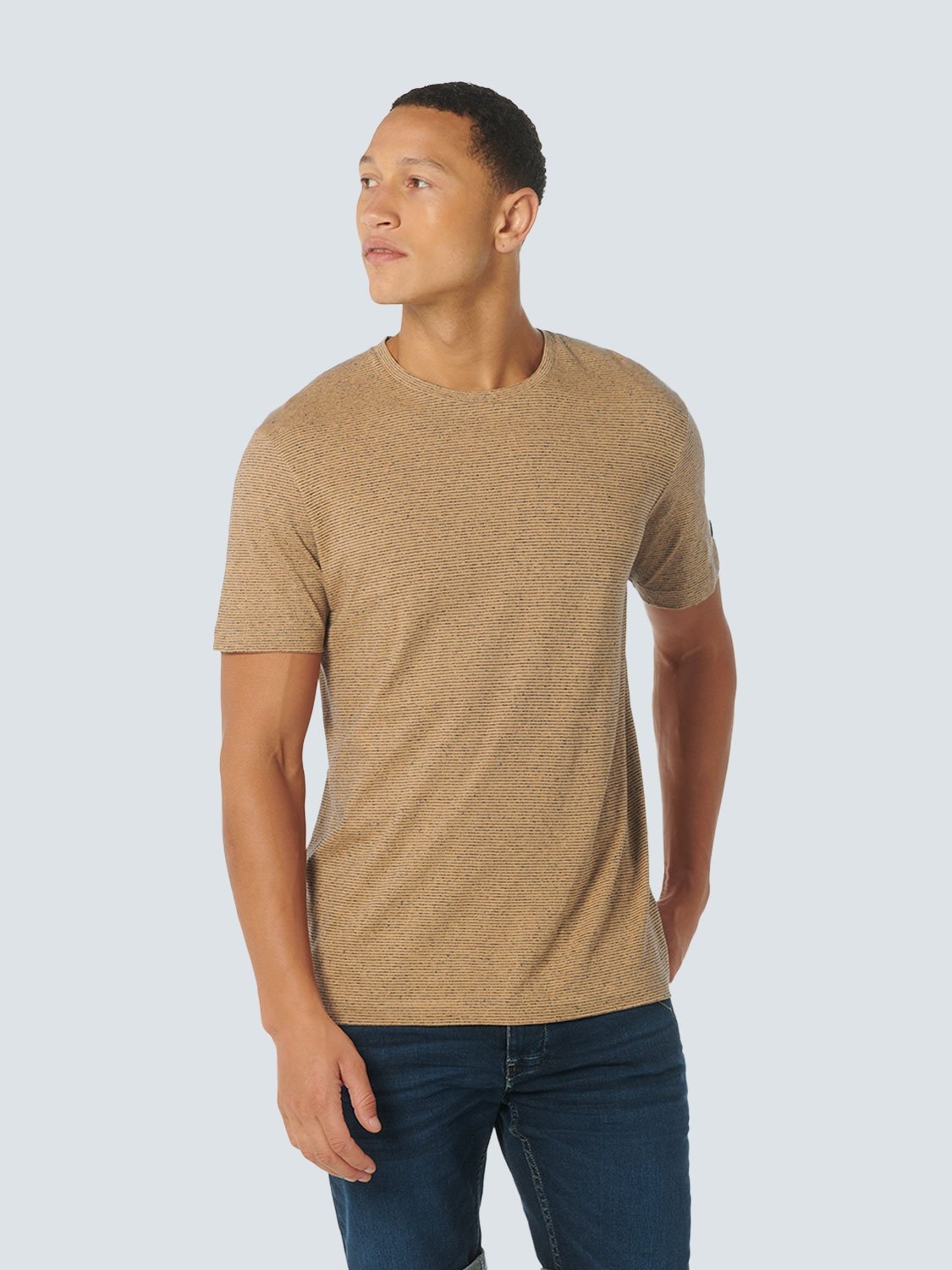 T-SHIRT CREWNECK MELANGE WITH STRIPES DESERT 1