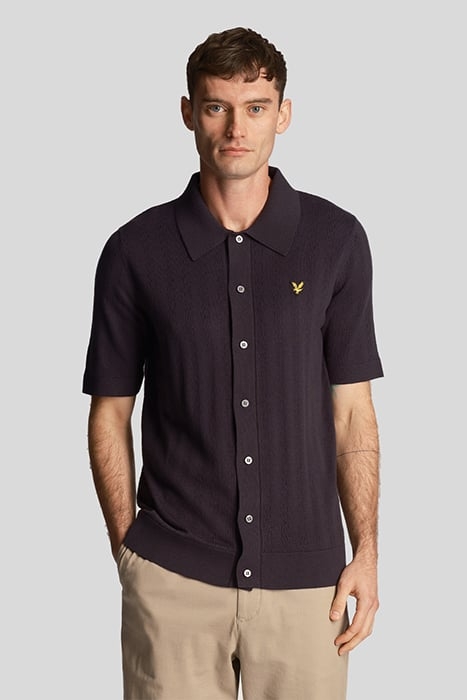 TEXTURED STRIPE POLO DARK NAVY 1