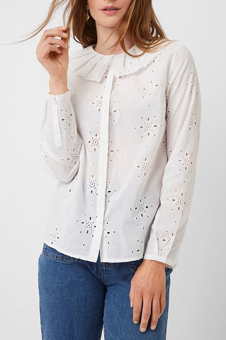 FRILL COLLAR LS RND NK BLOUSE WHITE 1