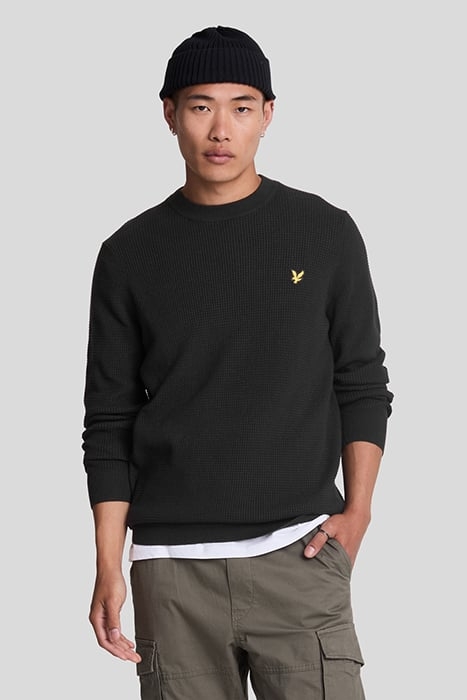 GRID KNIT CREW NECK JUMPER JET BLACK 1