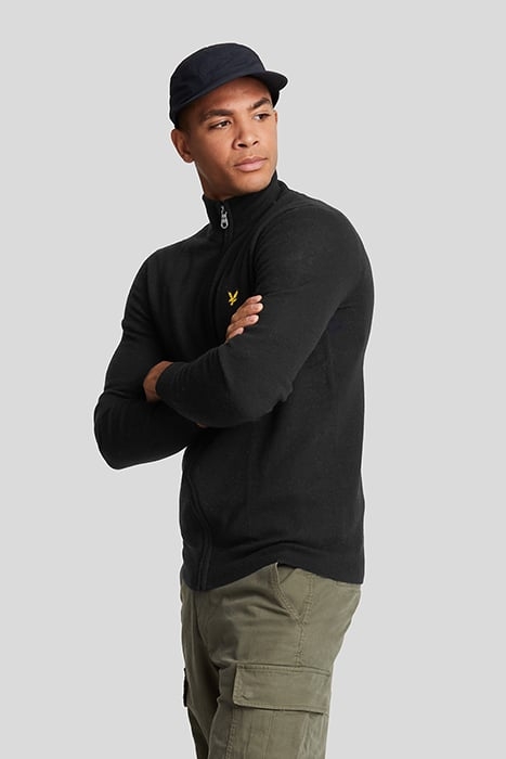 LAMBSWOOL BLEND ZIP THROUGH CARDIGAN JET BLACK MARL 3