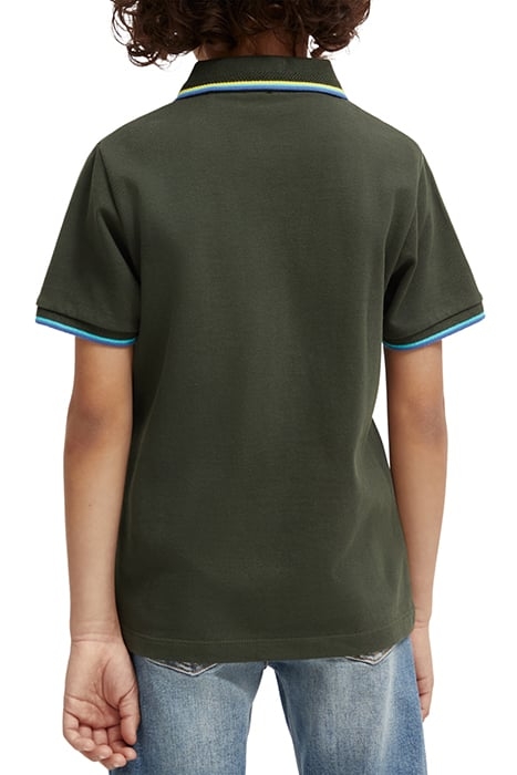 BOYS COTTON IN CONVERSION POLO WITH CONTRAST TIPPING FOREST 2