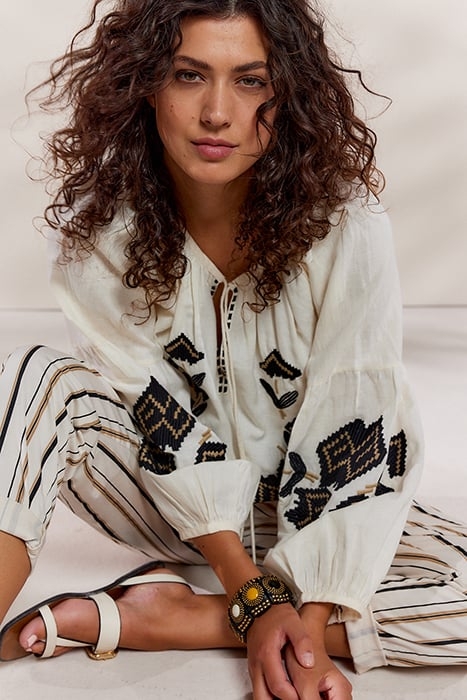 TOP LINNEN HEAVY EMBROIDERY IVORY 5