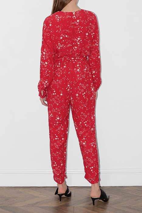 GALAXIES PRINT LS WRAP JMPSUIT RED 2