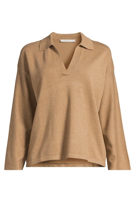 POLO SWEATER SOFT VISCOSE POLYAMIDE KNIT DESERT 3