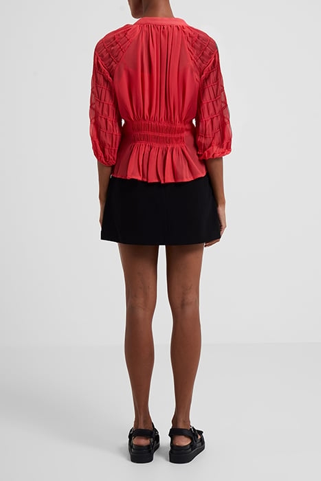 CORA PLEATED SMOCK TOP RED 3