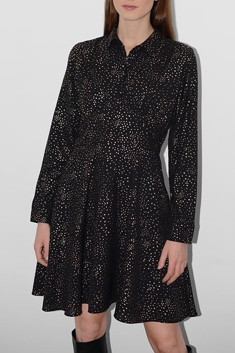 SPECKLE FOIL LS BUTTON DN DRS BLACK 1