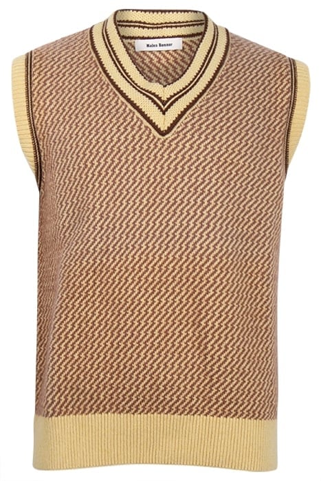 WALES BONNER – CLARINET VEST PALE YELLOW/BROWN 1