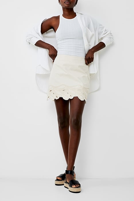 ATEENA TWILL EMBROIDERED SKIRT ECRU 1