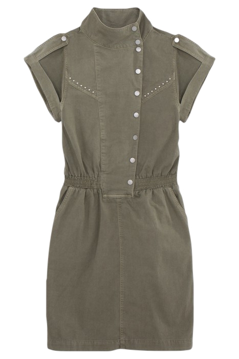 KHAKI DRESS WITH ASYMMETRICAL COLLAR 4