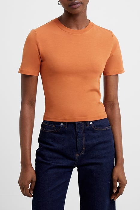 RALLIE COT ELAS SS CREW TEE BROWN 1