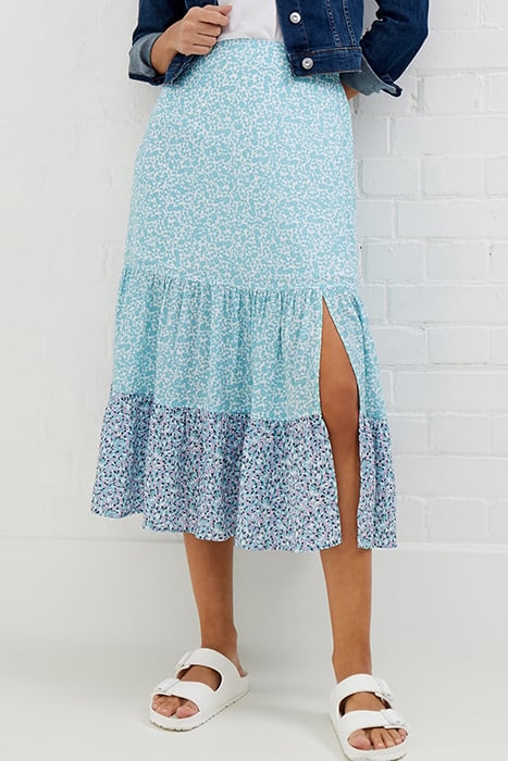 ENORA TIERED MIDI SKIRT BLUE 1