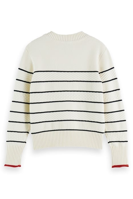 BUTTON SHOULDER STRIPED PULLOVER ECRU 5