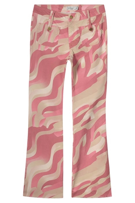 FLARED PANTS FANCY PRINTED TWILL BRIGHT CORAL 3