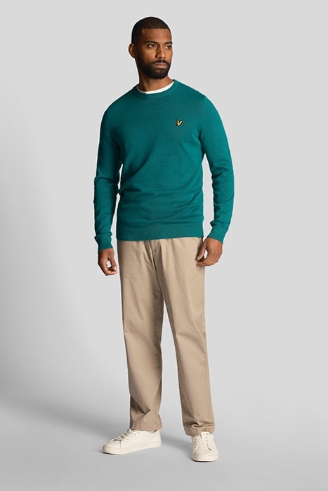 COTTON CREW NECK JUMPER COURT GREEN 3