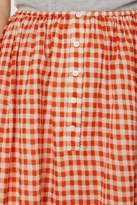 BUTTONED HIGH WAIST TRAPÈZE SKIRT VICHY ROUGE 5