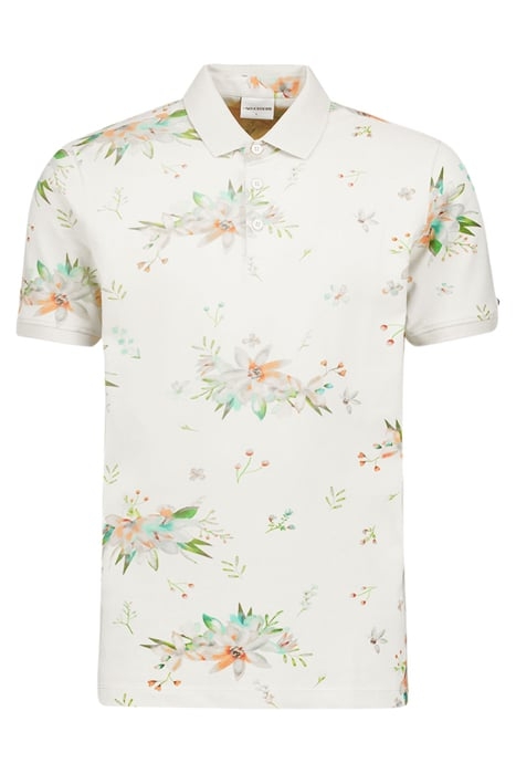 POLO PIQUE ALLOVER PRINTED GARMENT DYED STRETCH WHITE 1