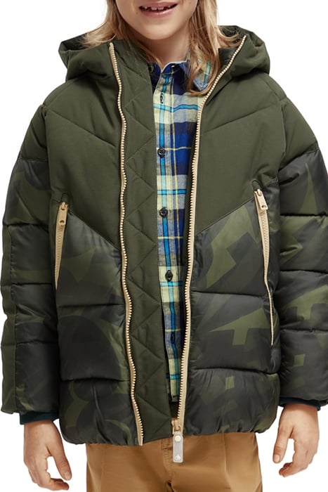 BOYS HOODED JACKET WITH CONTRAST QUALITY IN RECYCLED POLYEST 7
