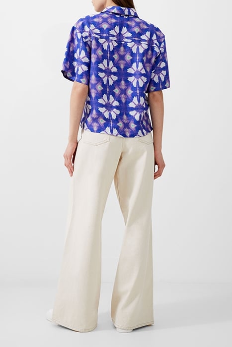 FRENCH CONNECTION DORY BIRDIE LINEN SHORT SLV SH SHIRT ROYAL 2