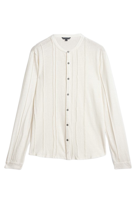 DYCKMAN REGULAR FIT LS BAND COLLAR SHIRT EGG SHELL 2